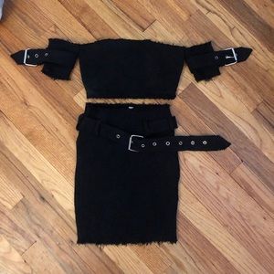 Two piece ribbed skirt set